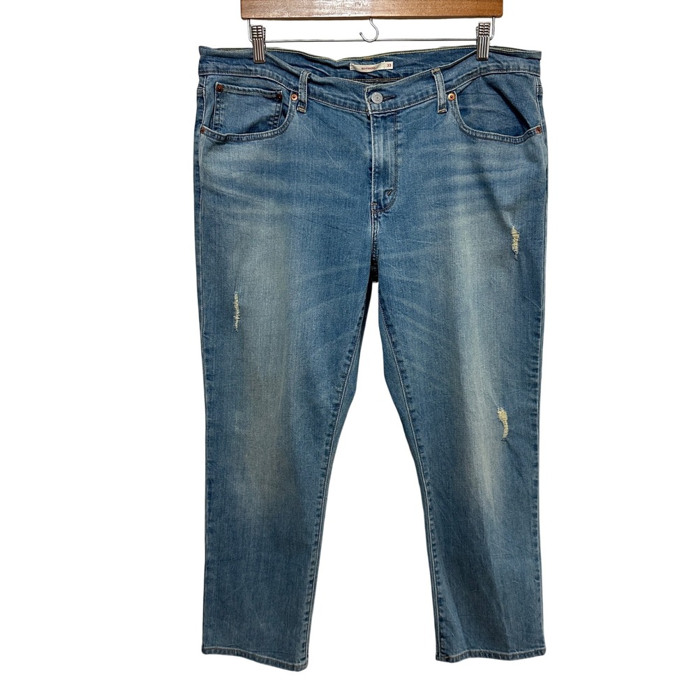 Levi's Boyfriend Jeans‎ Womens 33 Blue Distressed Denim Mid Rise Stretch Casual